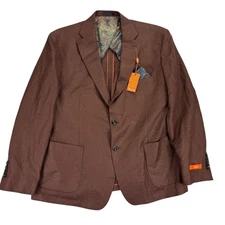Tallia Mens Slim Fit Wool Blend Sport Coat Rust Copper 48R