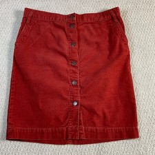J.Crew Womens Rust Red Corduroy Button Front Mini Skirt Size 8 Cotton Fine Wale