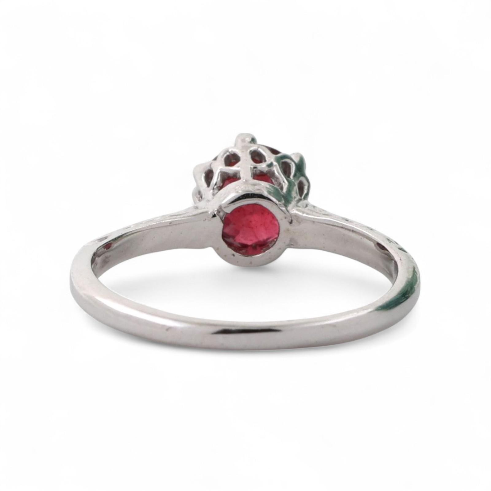 Solitaire Round Ruby Ring 14K White Gold Filigree… - image 5