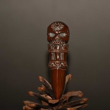 Hand Carved Skull and Diamond Pestle Pendant