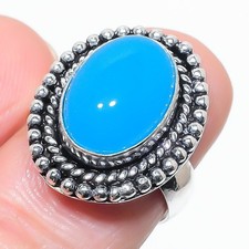Blue Chalcedony Gemstone Handmade 925 Sterling Silver All Size Ring For Gift