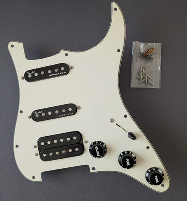 Modded Fender USA Strat HSS Shawbucker & N4 Noiseless Pickups Loaded Pickguard