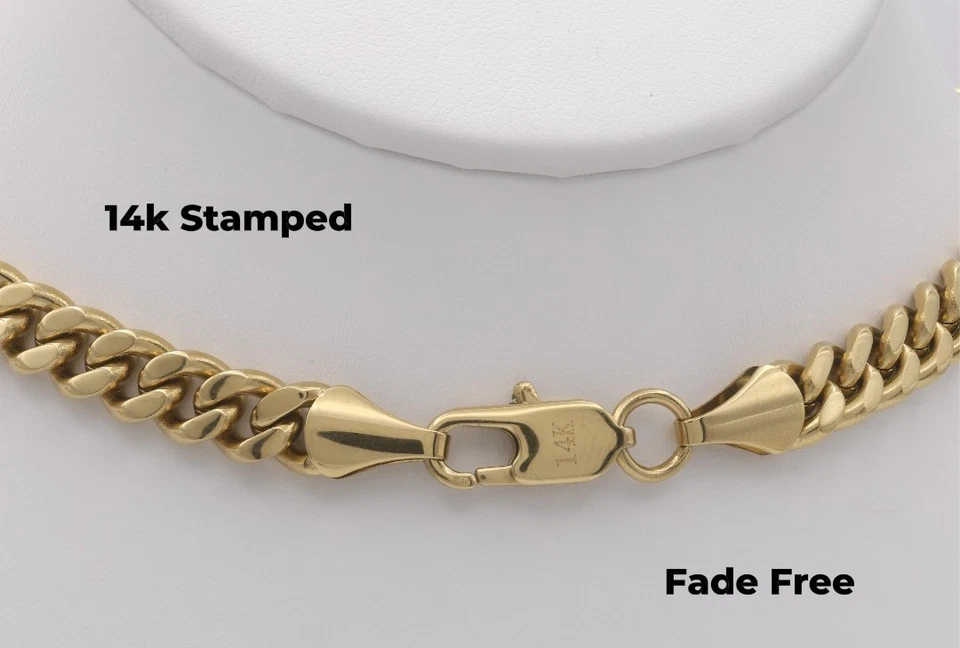 Золотое большое ожерелье с Иисусом, обочина 7 мм, позолота 14 карат, водонепроницаемое, не выцветает - Изображение 3 из 4