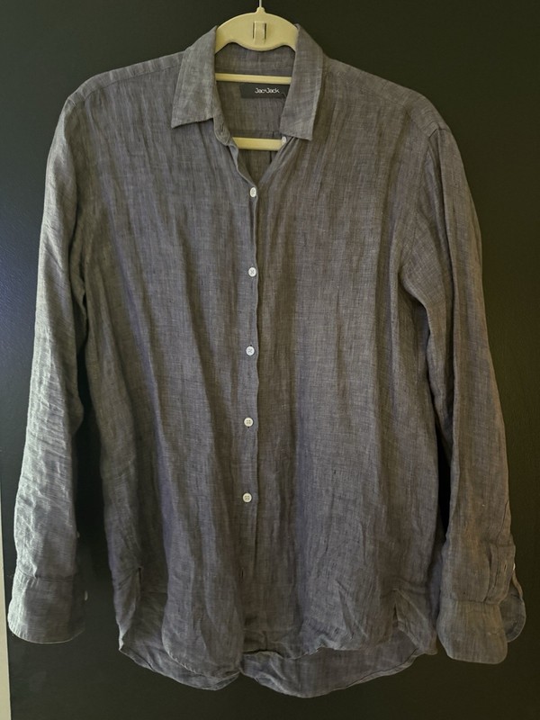 Jac + Jack Australia Linen Chambray Button Down Shirt SMALL /$350