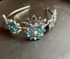 Disney Store Frozen Queen Elsa Metal Blue Jewels Snowflake Headband Tiara