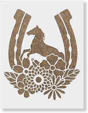Floral Horseshoe Stencil - Craft Gift, Horse Stencil, Horse Stencils, Floral Ste