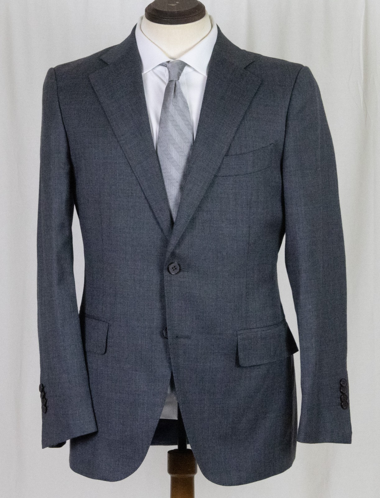 Upply Lazio 100% Wool Grey Nailhead Suit Trim 38 R Very Slim