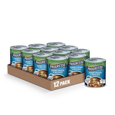Progresso Reduced Sodium, Savory Chicken & Wild Rice Soup, 19 Oz. (Pack of 12)