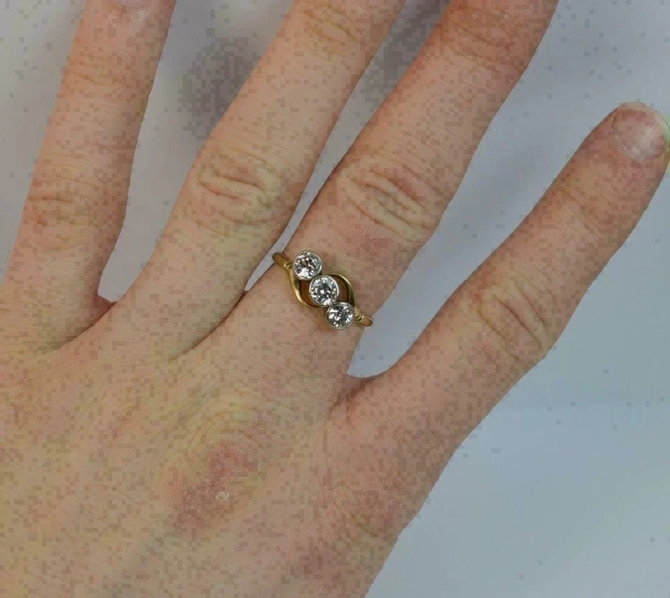 Lab Created 1.50 Cttw Round Diamond Three Stone Ring 14K Yellow Gold Plated 925 - Image 2 of 4