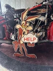 RARE VINTAGE PORCELAIN 1960s PLYMOUTH ROADRUNNER WILE E. COYOTE DISPLAY SIGN