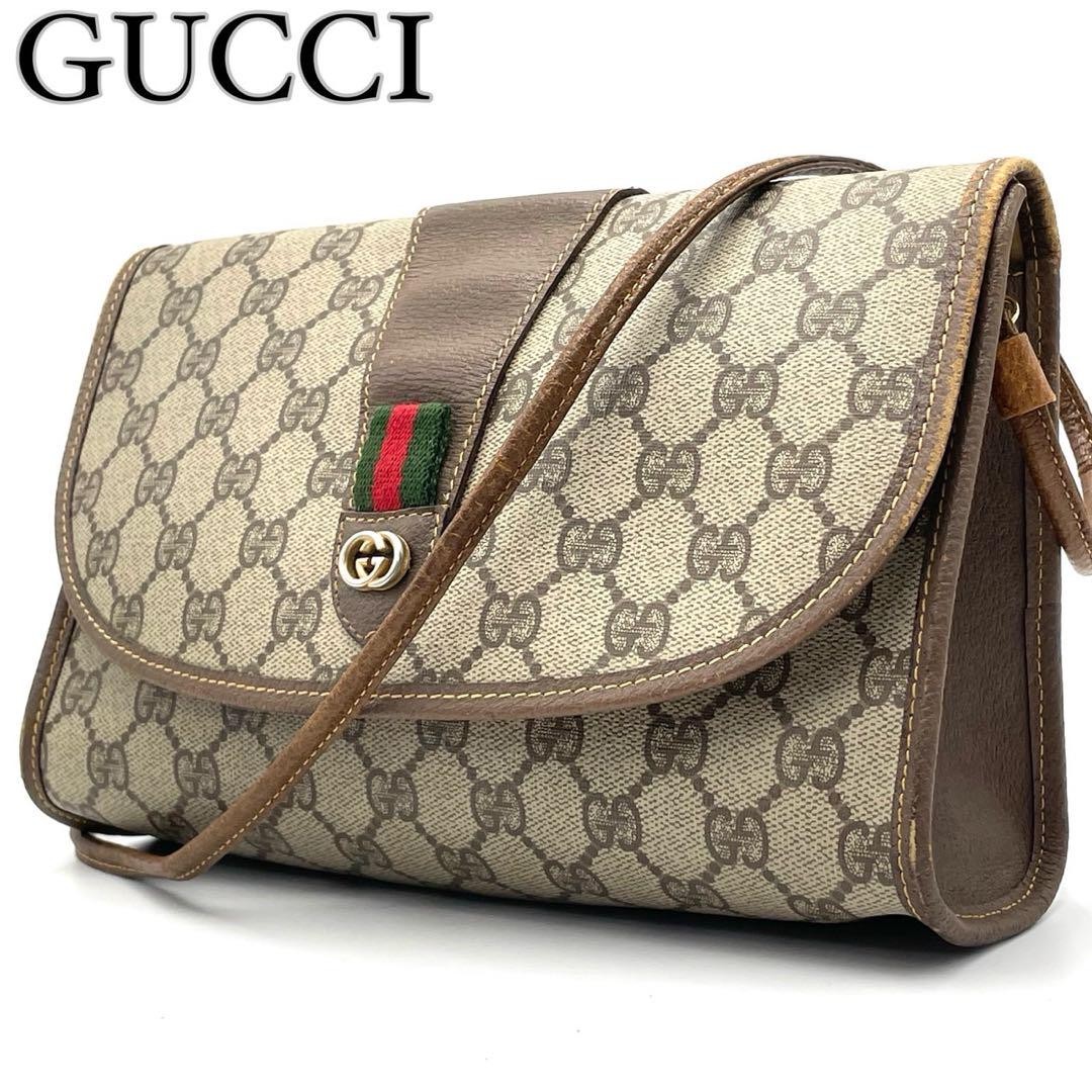 Gucci GG Pattern Sherry Line Shoulder Bag Brown No Stickiness Japan