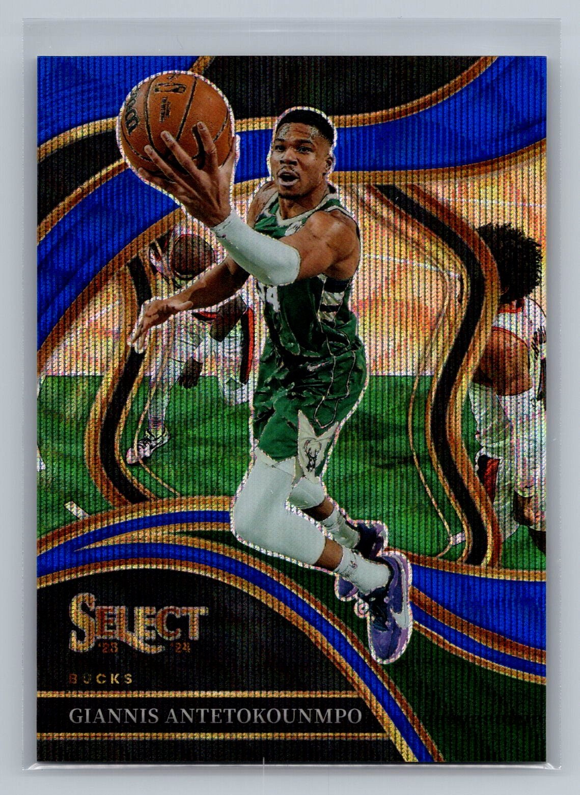 Giannis Antetokounmpo 2023-24 Panini Select #260 Blue Wave Prizms #/75