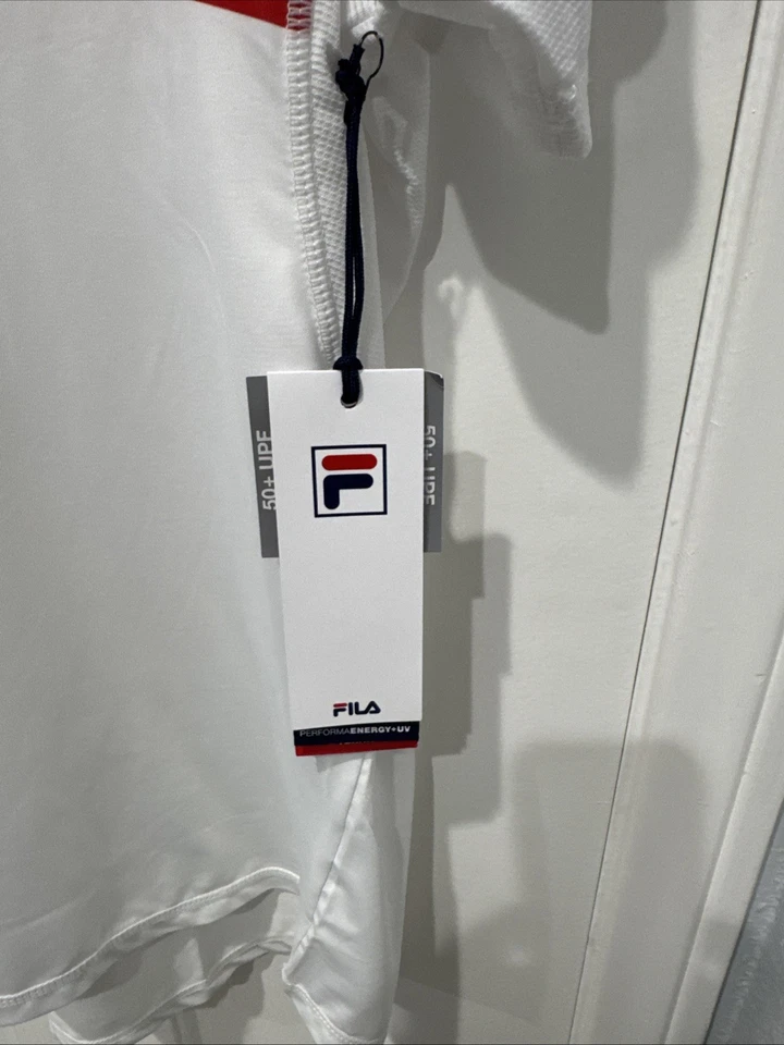 Camisa de tenis Pickleball XXL para hombre Fila, blanca y rayas, nueva con etiquetas Foto 3 de 4