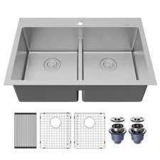 Karran USA TMDB3321-PK1 Fusion 33" Drop In Double Basin Stainless - Satin