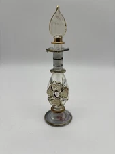 Egyptian Style Glass Perfume Bottle Gold Accent With Stopper 6 Inch