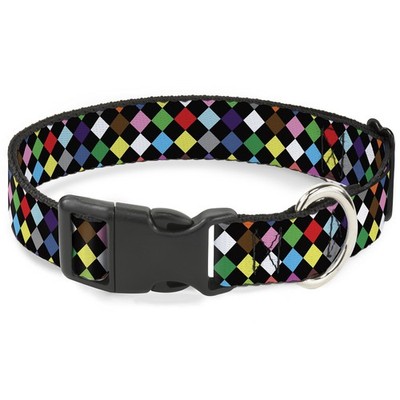 Plastic Clip Collar Diamonds Black/Multi Color Large 15-24'' (US IMPORT)
