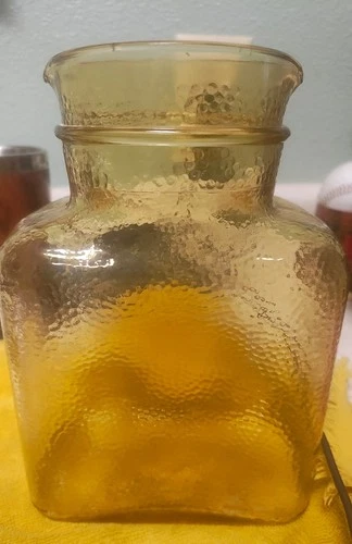 AMBER PEBBLE GLASS PITCHER IN BLENKO WATER BOTTLE STYLE