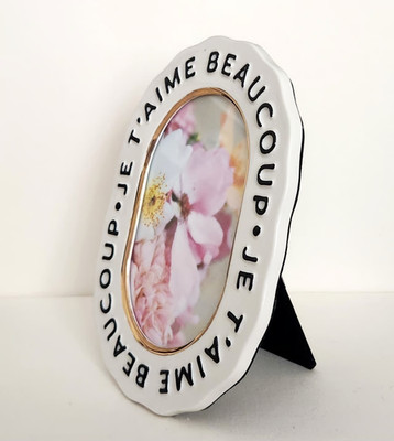 Anthropologie Claudette French Oval Picture Photo Frame - Je T'aime Beaucoup