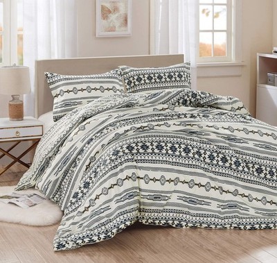Chezmoi Collection Colby 3-Piece Southwestern Tribal Lodge Comforter Set, Kin...