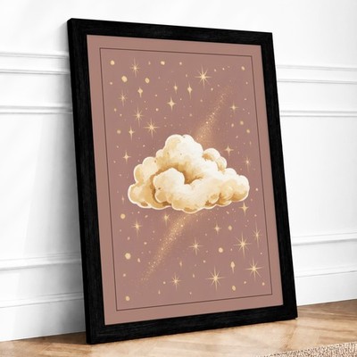 Leuchtende Wolke in Ruhe minimalistisch gerahmtes Wandbild Wohndeko fertig zum Aufhängen