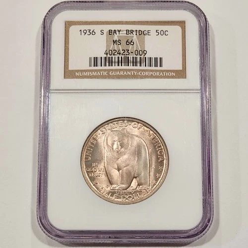 1936-S Bay Bridge Half Dollar ~ NGC MS66 ~ 50C Silver Commemorative Coin