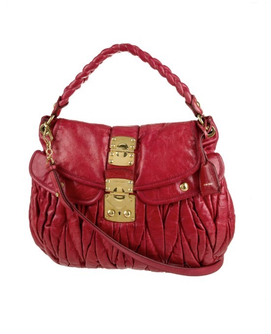 Stunning Luxurious Versatile Chic Miu Miu Matelasse Coffer Red Leather Bag