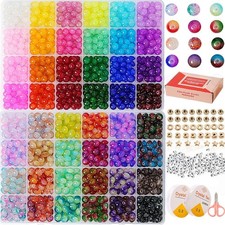 Glass Beads Kit - 1500 Pcs Rondelle Crystal Beads for Jewelry Making