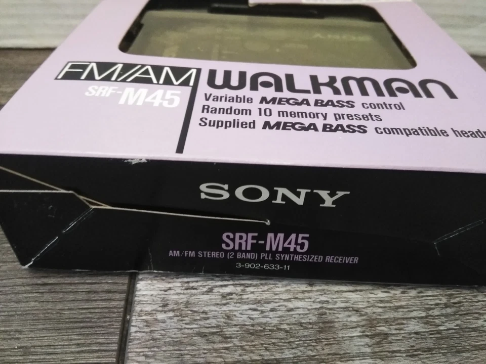 VTG. 1991 SONY Walkman SRF-M45 Mega Bass FM/AM Radio Headphones (N.O.S.) - Image 3 of 4