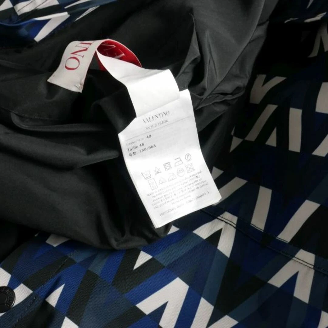 Valentino V OPTICAL JACKET logo stampa nylon blouson cappuccio modello totale 48 u