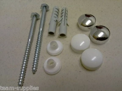 WC TOILET FIXING KIT SET SCREWS PLUG WASHER CHROME CAP
