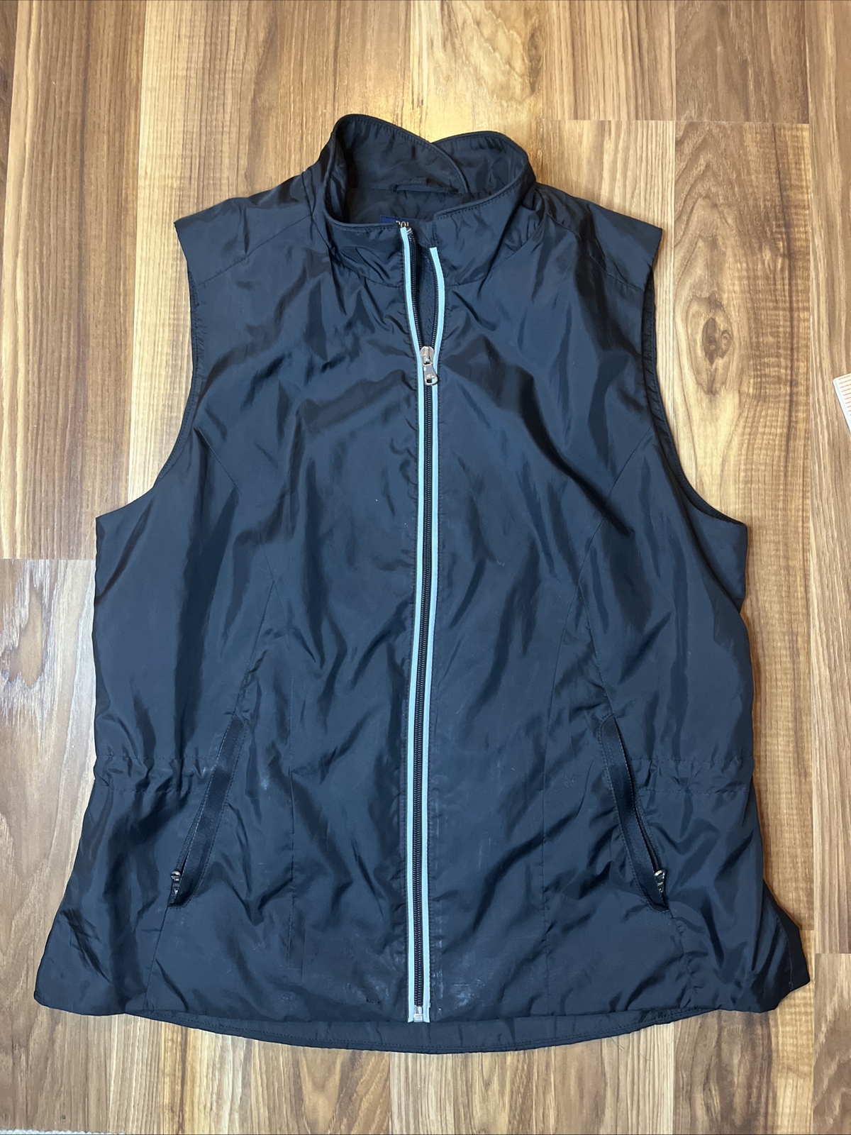 Polo GOLF Ralph Lauren Full Zip Windbreaker Vest Women's Size Large Black *Flaws