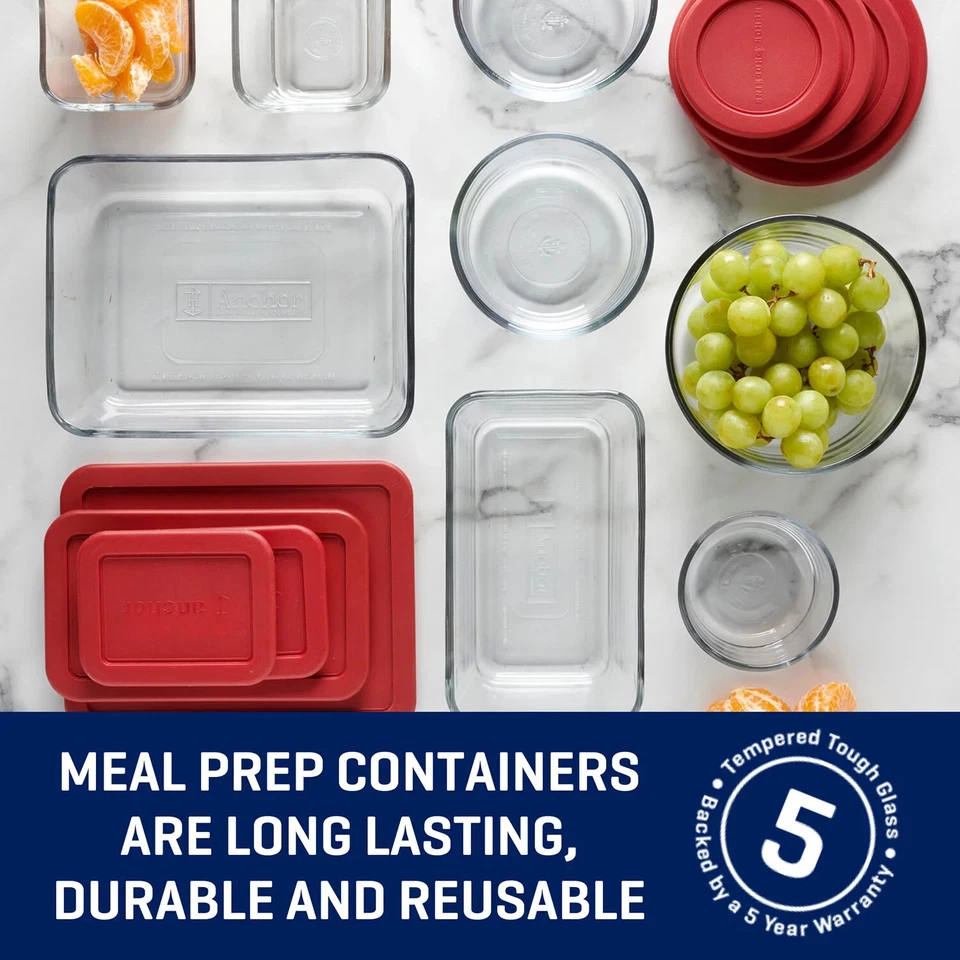 Anchor Hocking SnugFit Glass Food Storage Containers with Lids, 16 Piece Set - Image 3 of 4