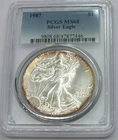 1987 American Eagle 1 oz Silver Dollar PCGS MS 68 Certified - Toning Toned C486