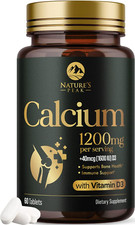 Calcium 1200 Mg with Vitamin D3, Calcium Supplement Vitamins, Bone, Teeth  Immu