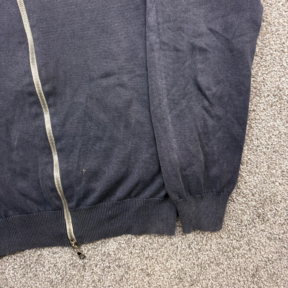 Vintage Prada Milano Sweater Mens 50 Large Navy Blue Full Zip Embroidered Beach - Image 4 of 4