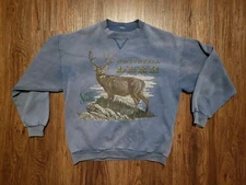 Vintage Sun Faded White Tail Deer Nature Sweatshirt Spirit Lake Sz L Cut Tag