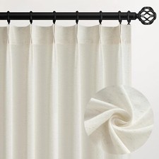 Two pack pleated back panel linen curtains, decorative curtains