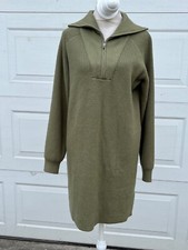 Women's WAYF sweater dress long puff sleeves olive XS