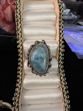 925 Sterling Silver New Larimar Ring Size 8.75.