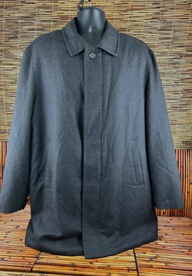 Brooks Brothers Mens LORO PIANA Storm System Wool Coat Jacket Large ZIP/Button L