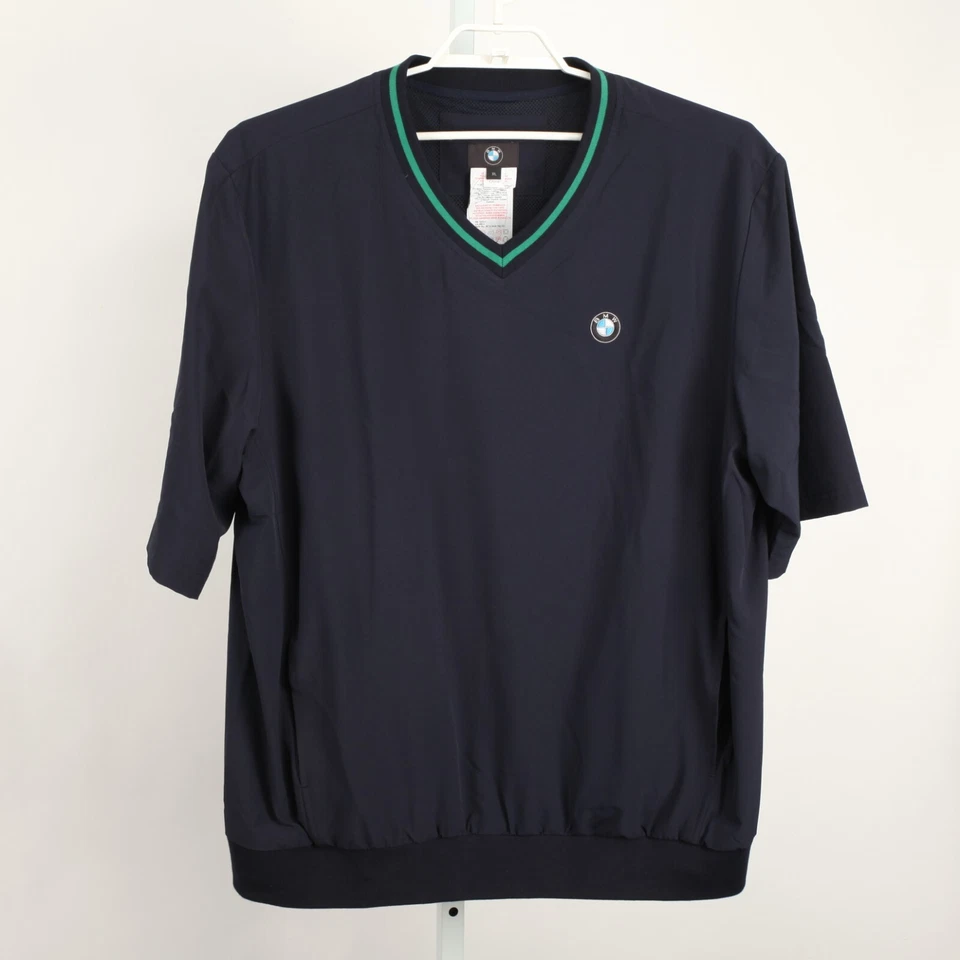 BMW Jacket Mens Extra Large Blue Pullover V Neck Pockets Windshirt 1/2 Sleeve - Image 2 of 4