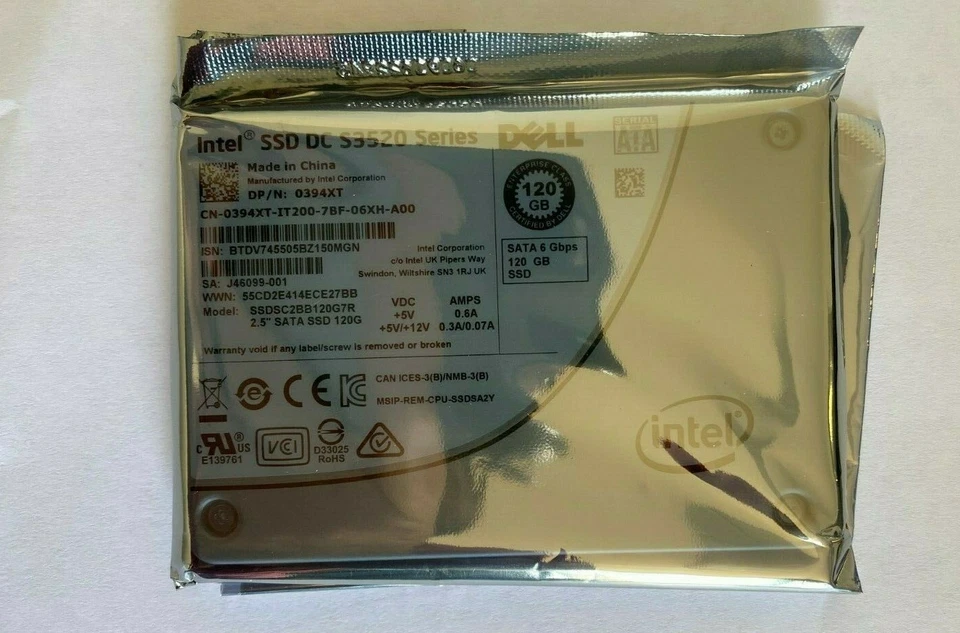394XT 0394XT SSDSC2BB120G7R DELL 120GB 6G SFF 2.5'' SATA SSD SOLID STATE DRIVE - Image 2 of 2