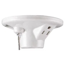 	UltraPro Porcelain Light Socket with Outlet and Pull Chain Light Fixture Light	