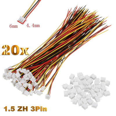   20x 3Pin ZH 1.5mm 1,5mm Mini Micro JST Servo Stecker 15cm Kabel 28AWG + Buchse