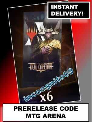 MAGIC MTG ARENA CODE CARD PRERELEASE 6 BOOSTER PACKS STREETS OF NEW CAPENNA  SNC