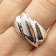 925 Sterling Silver Vintage Italy Ribbed Ring Size 9 3/4