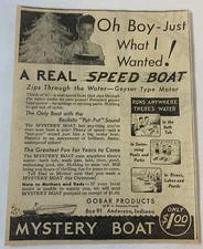 1930 Gobar Products MYSTERY BOAT ad