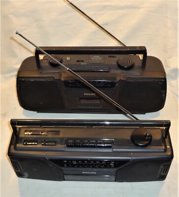 VINTAGE 1990s LOT OF 2 PHILIPS AQ 5210 & AQ 5030 * RADIO CASSETTE