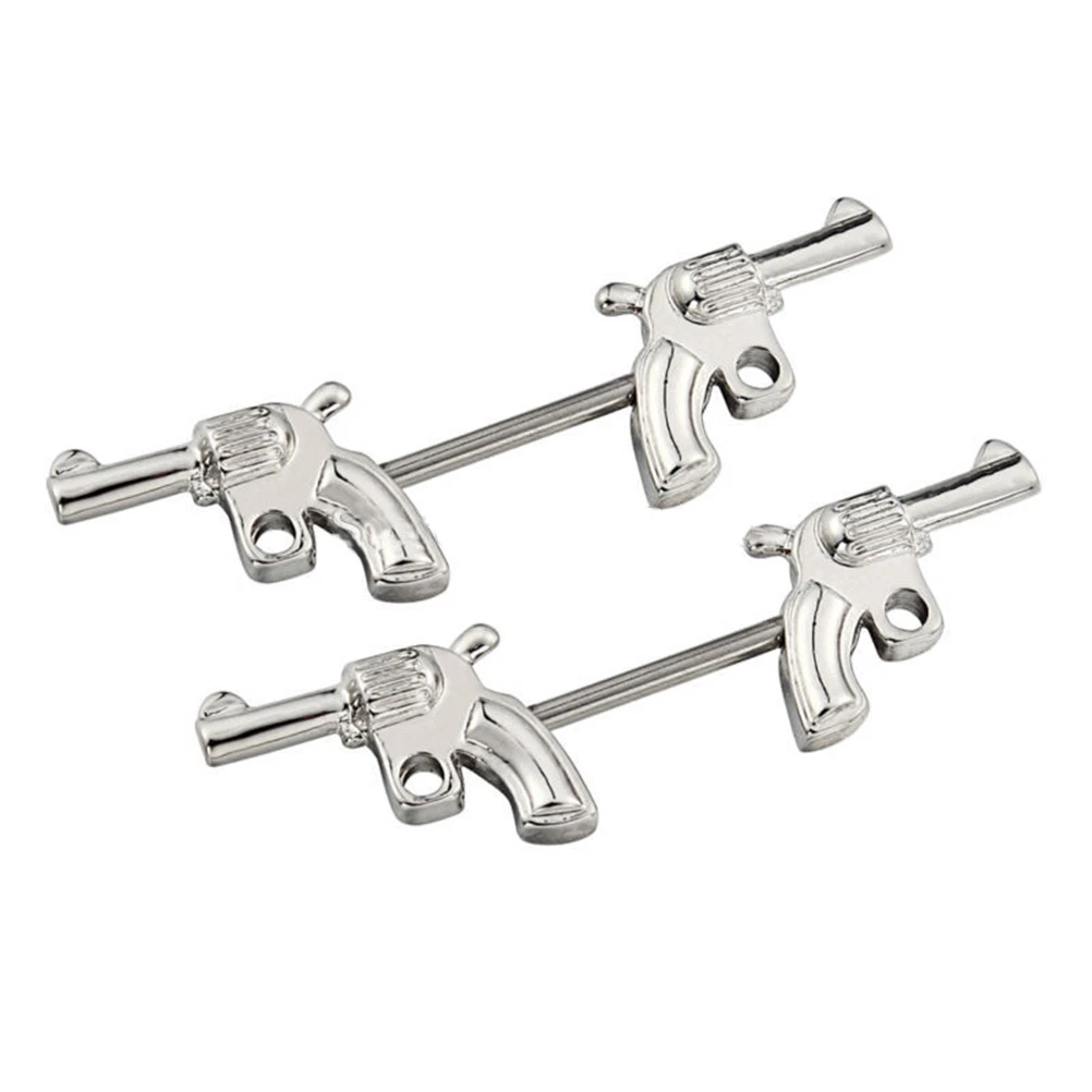 Fashion Nipple Ring Bars Double Guns Shape Body Piercing Jewelry Nipple Ring BOR