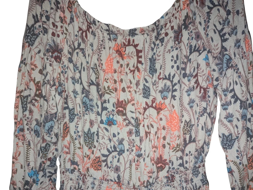 Mameluco Free People Pretty & Free Gris Floral Manga Larga Hombro Descubierto Grande Foto 2 de 4
